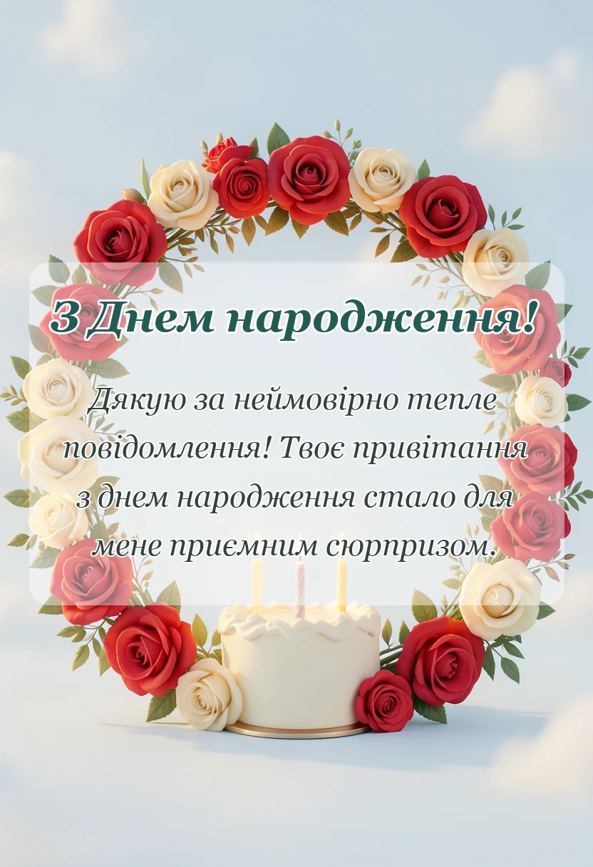 листівка з побажанням - подяка за привітання з днем народження в прозі