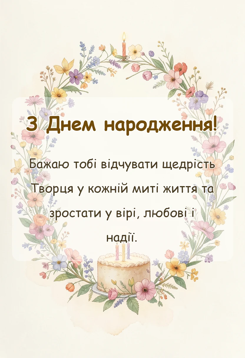 листівка з побажанням - християнські привітання з днем народження з біблії