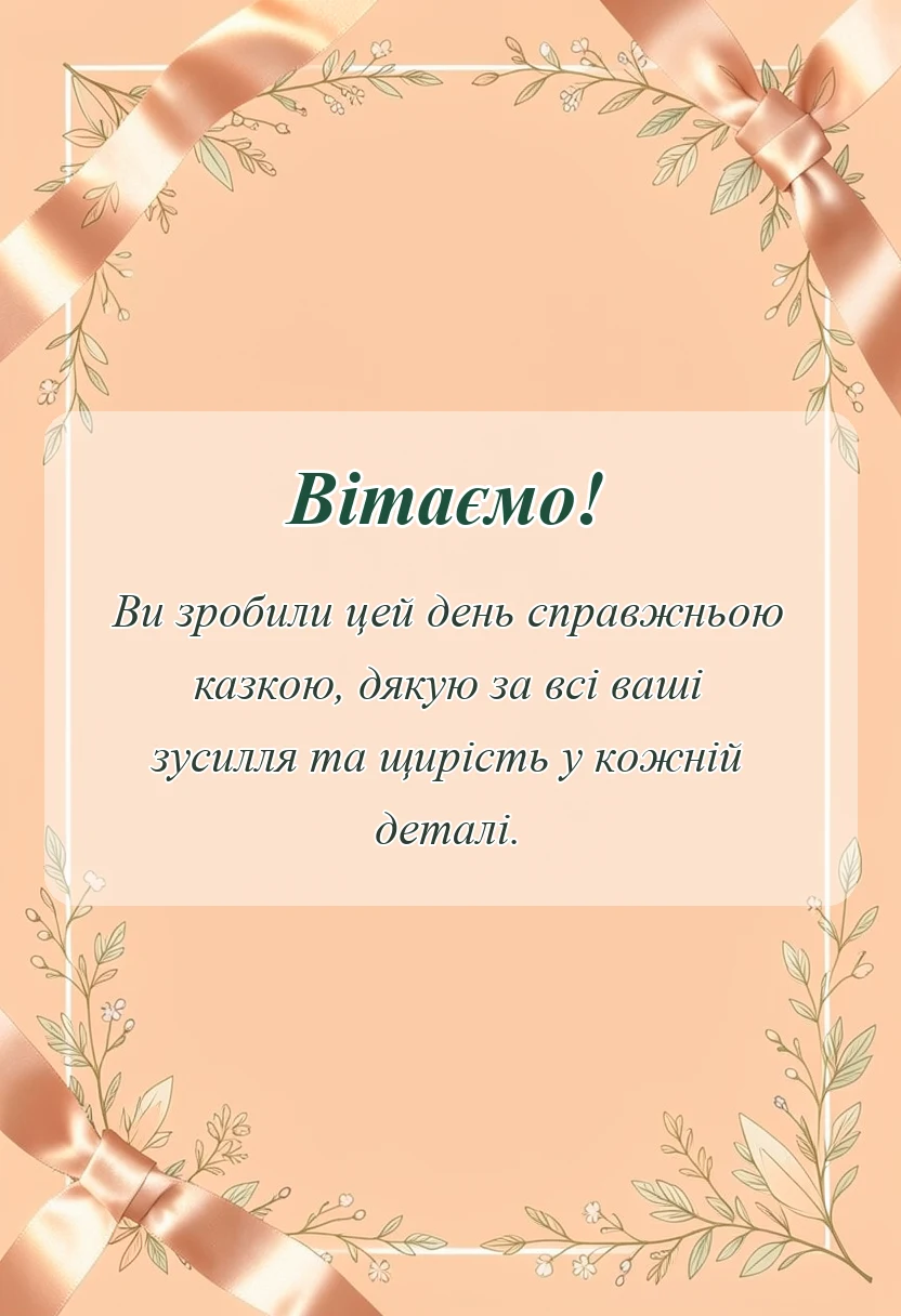 унікальна листівка - подяка батькам за організацію свята