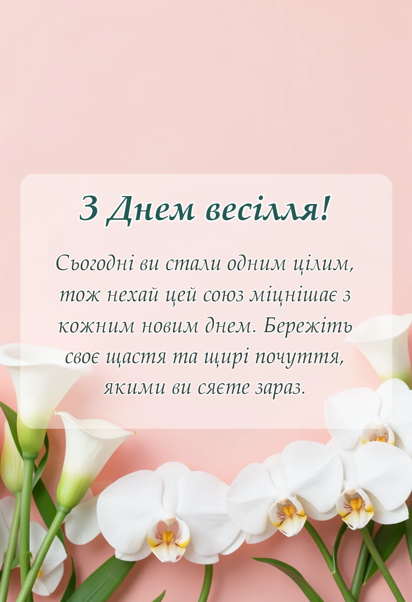 листівка з побажанням - привітання з весіллям молодятам
