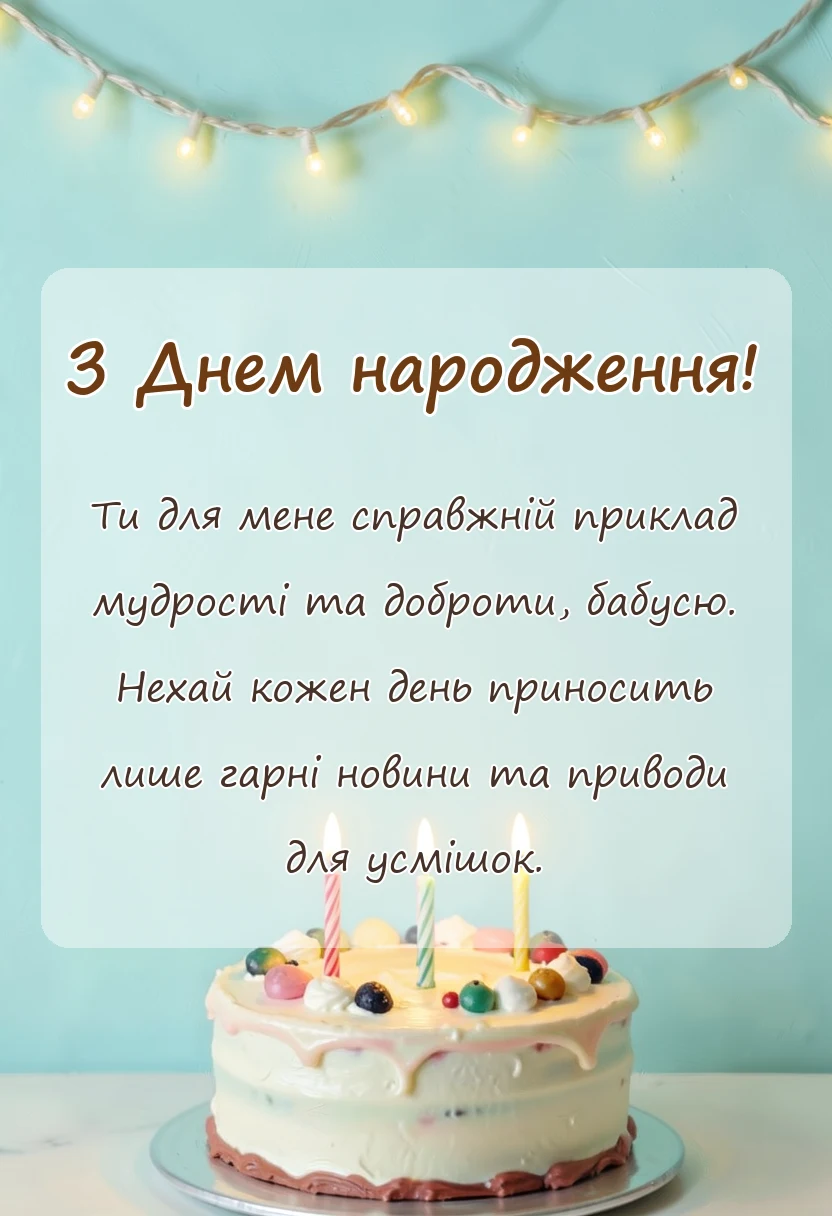 святкова картинка: привітання з днем народження бабусі