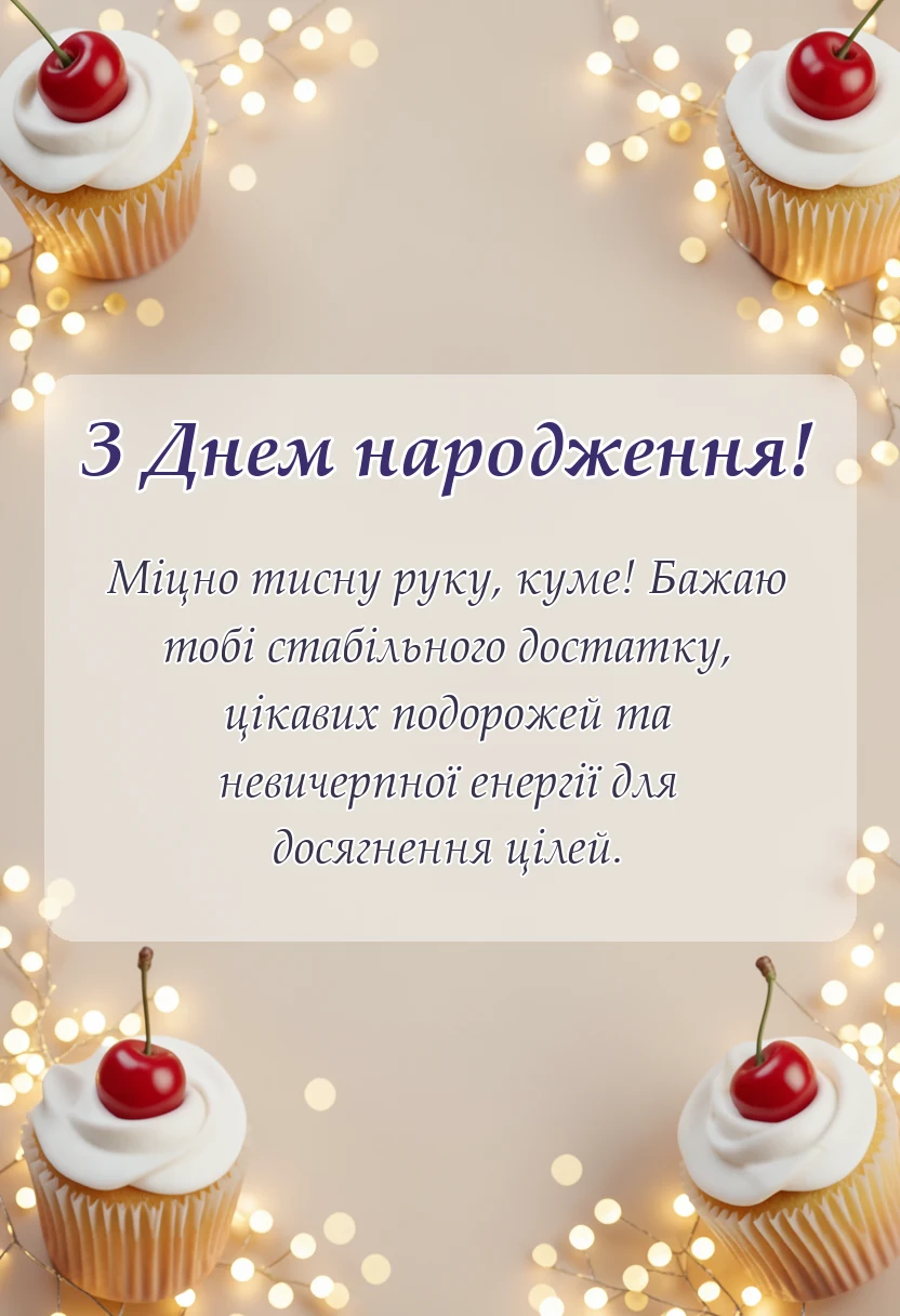 листівка з побажанням - привітання з днем народження куму