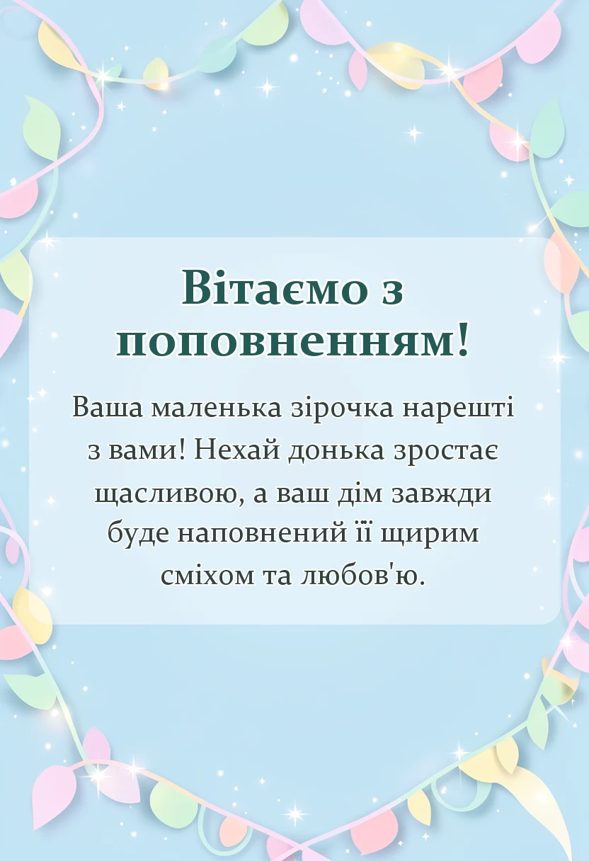 красива листівка: привітання з народженням доньки