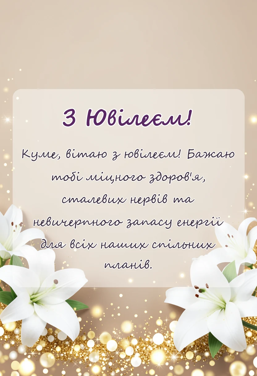 унікальна листівка - привітання з ювілеєм куму