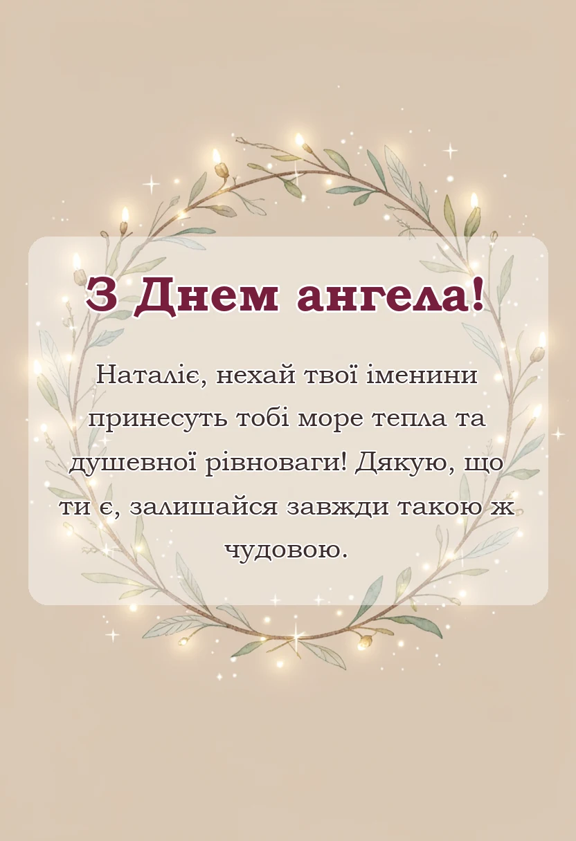 вітальна листівка - день ангела наталії привітання