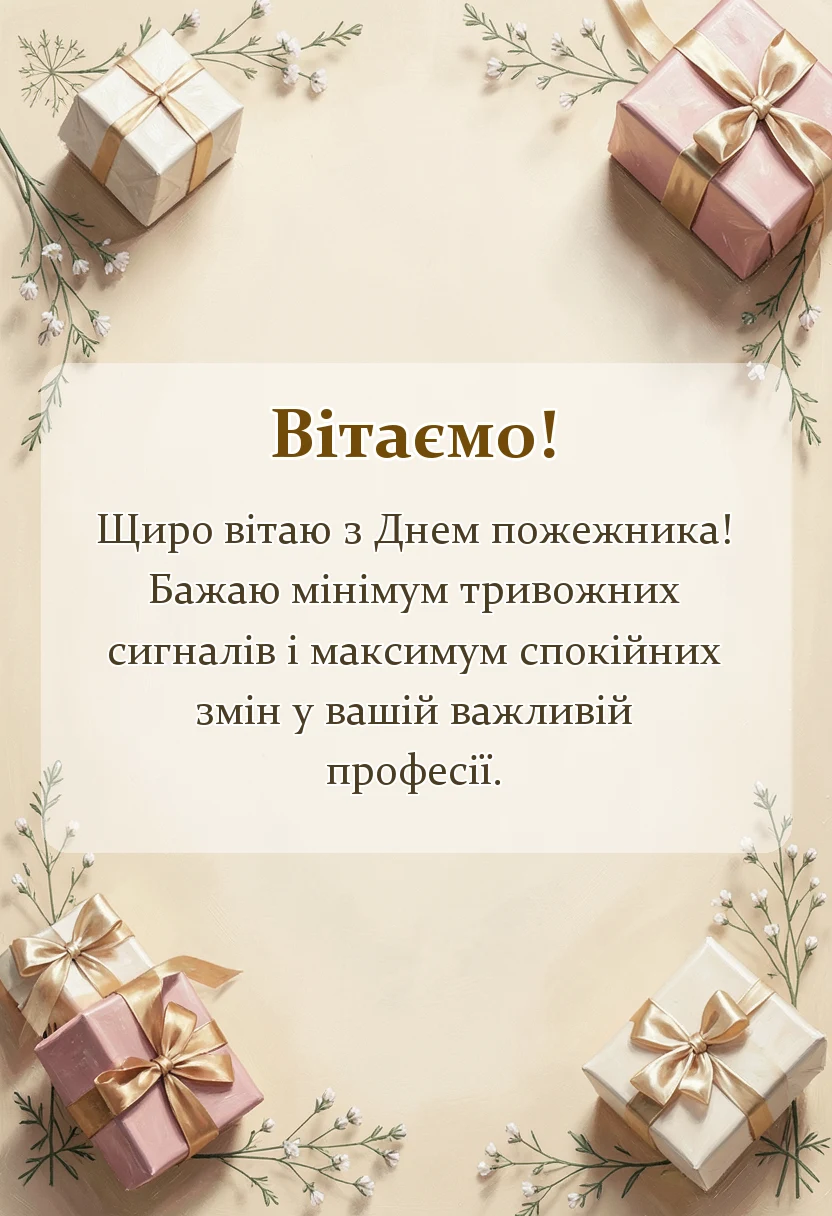 красива листівка: привітання з днем пожежника