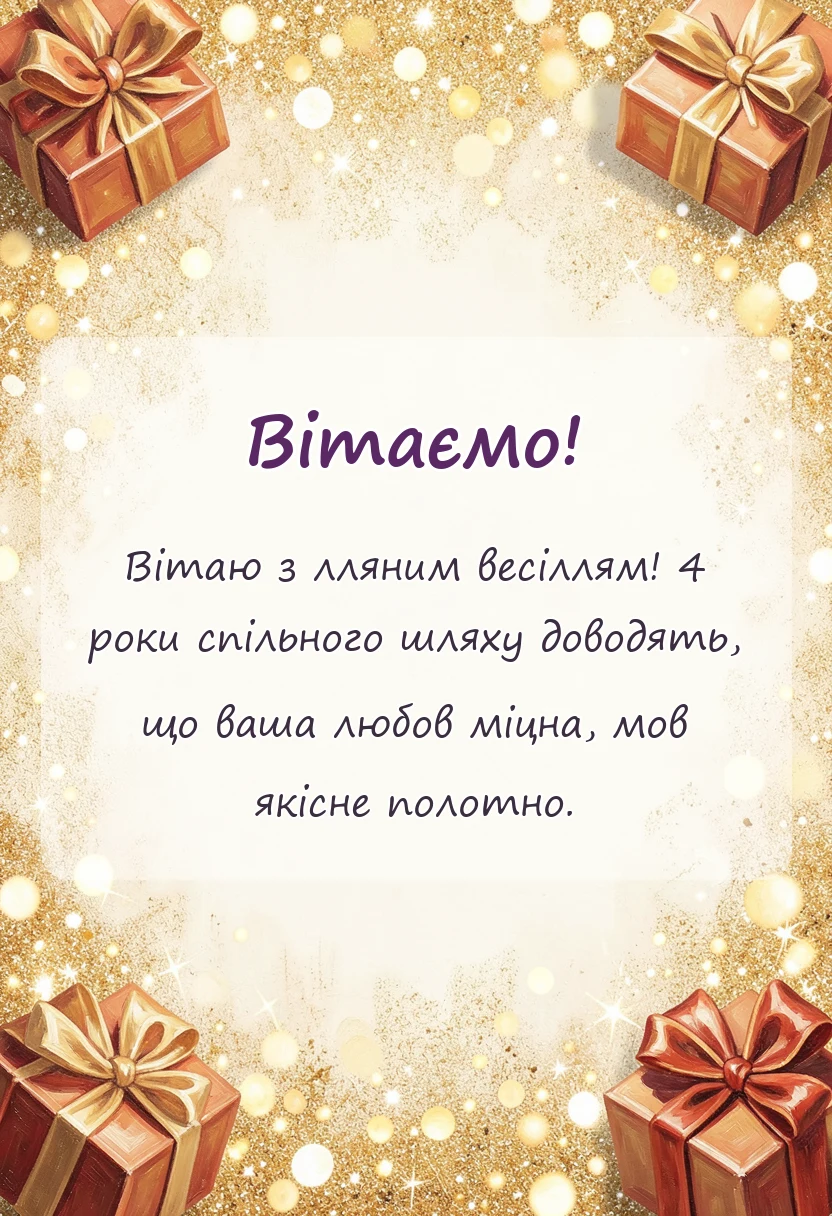 унікальна листівка - привітання з лляним весіллям