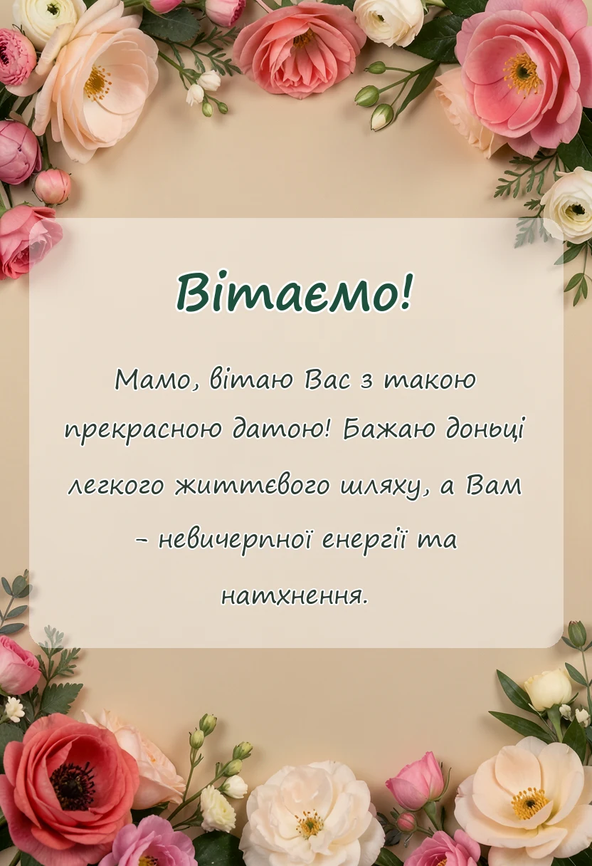 листівка з побажанням - побажання мамі в день народження доньки