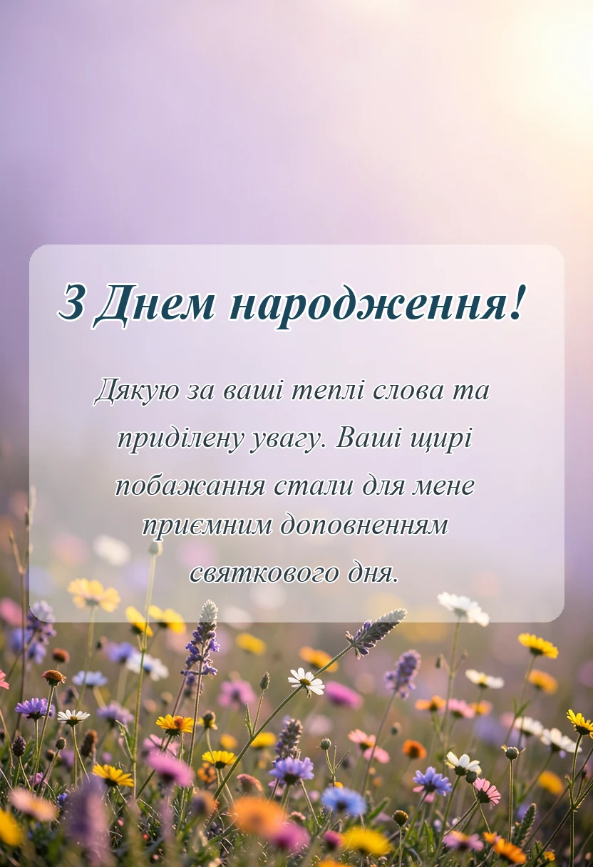 святкова картинка: подяка за привітання з днем народження в прозі