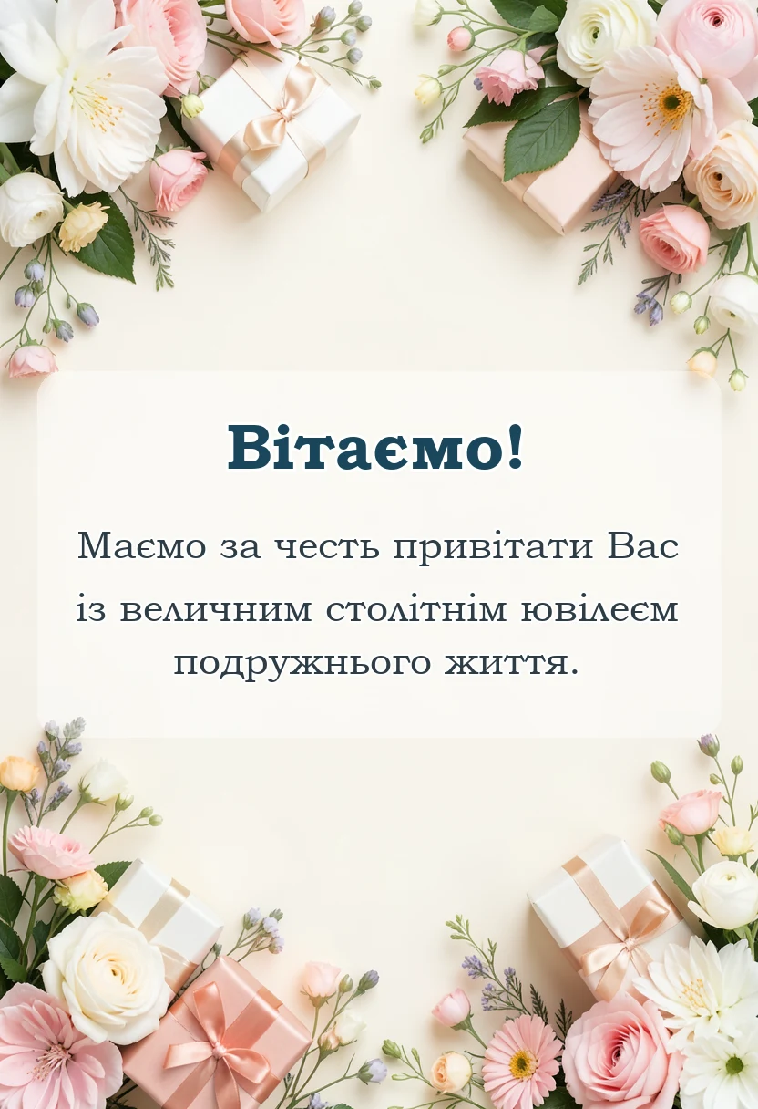 листівка з побажанням - привітання з сто років весілля