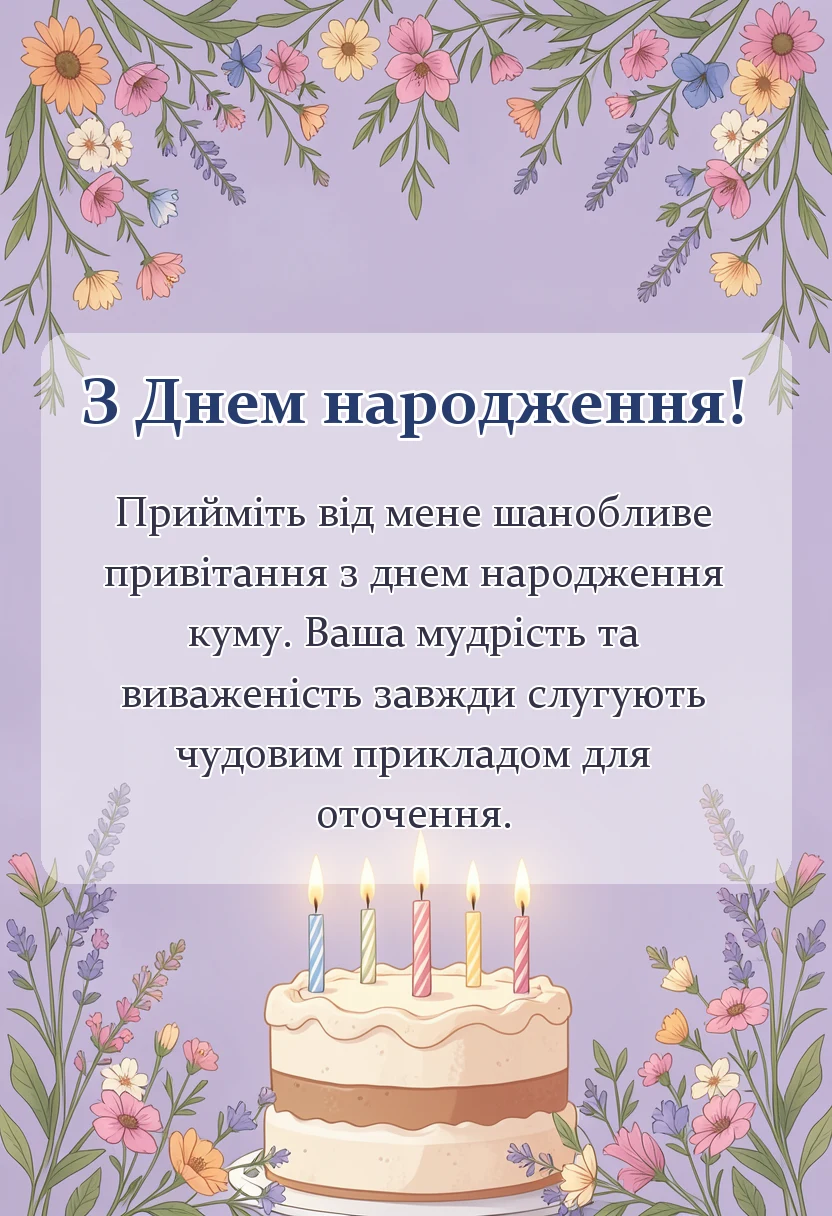 унікальна листівка - привітання з днем народження куму