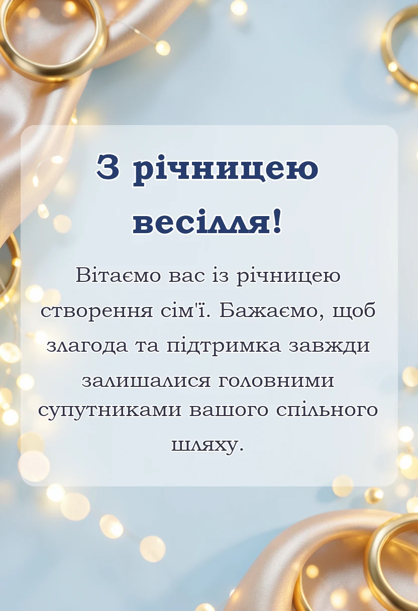 листівка з побажанням - привітання з річницею весілля