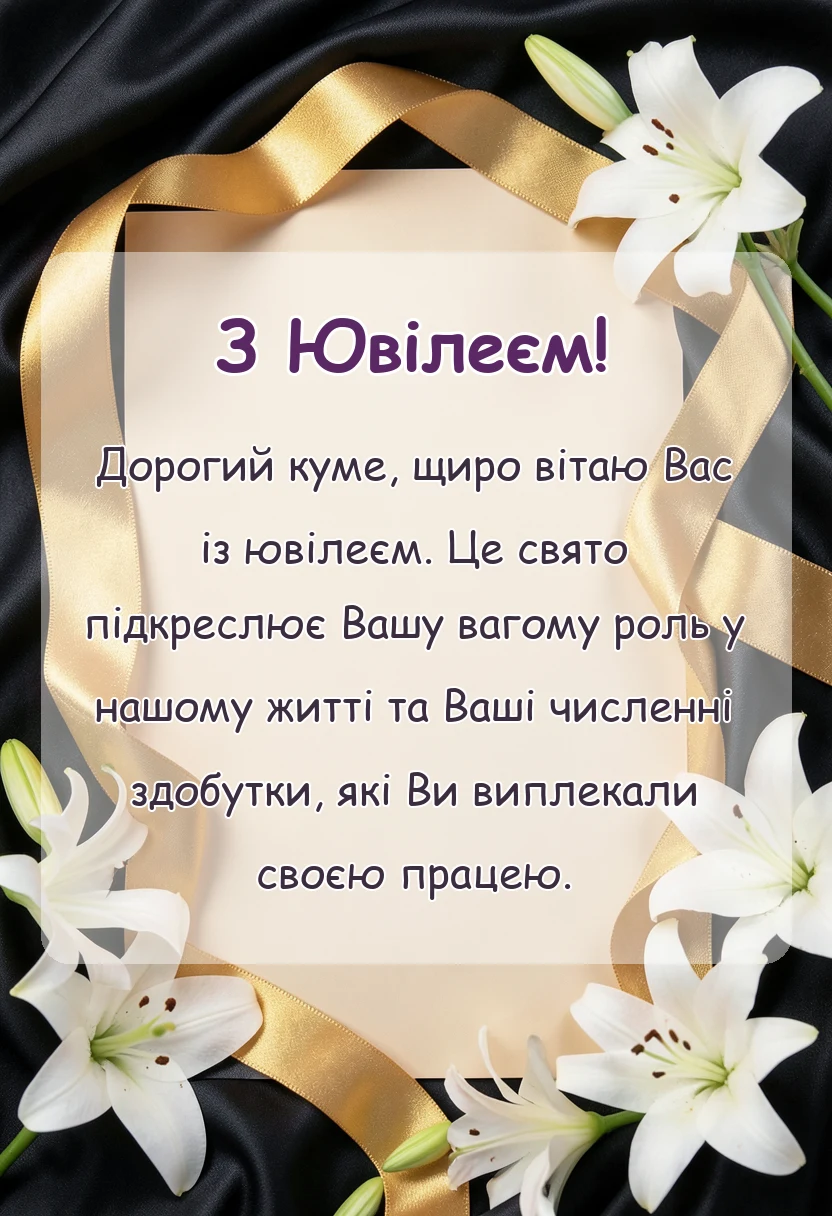 вітальна листівка - привітання з ювілеєм куму