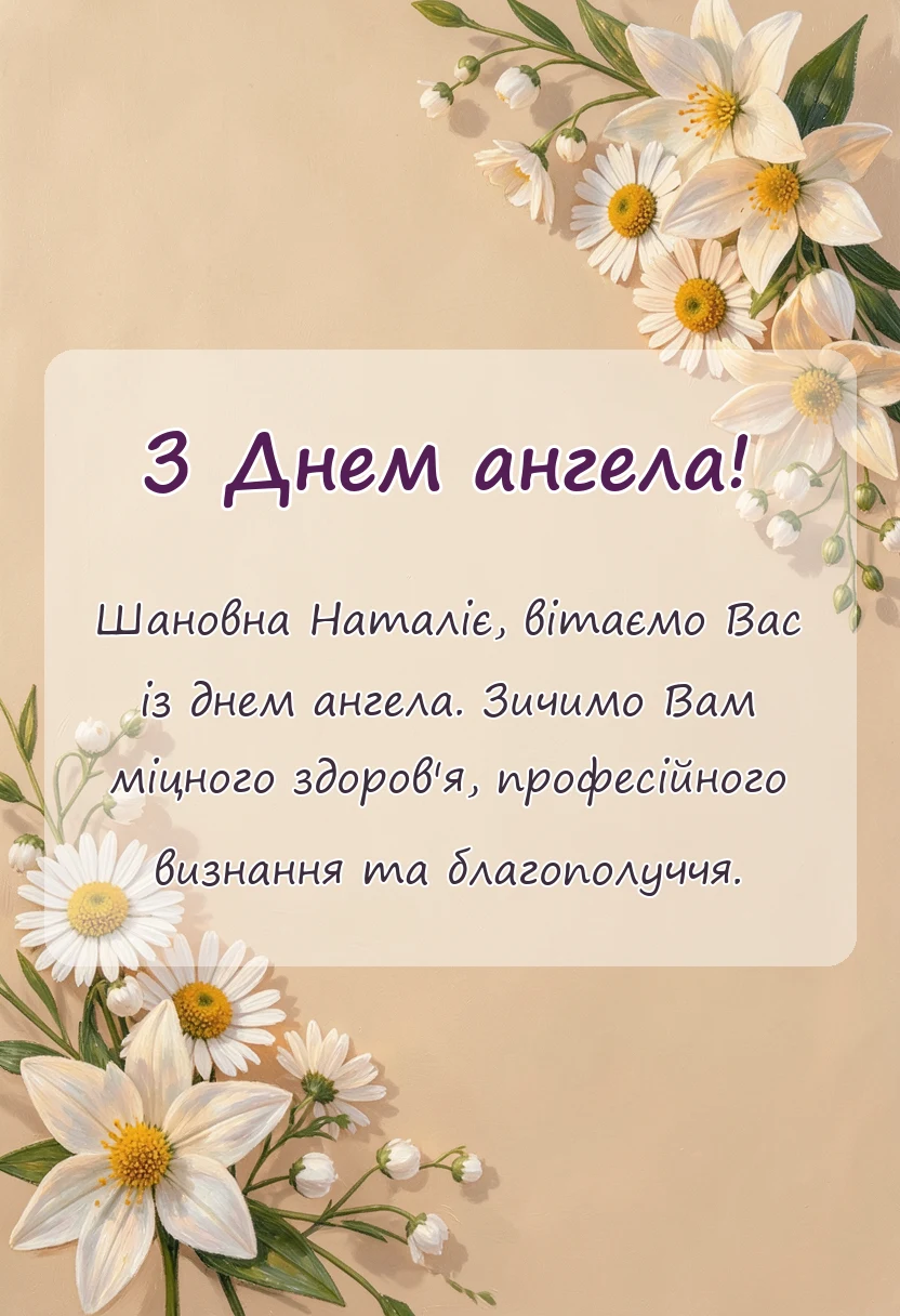 листівка з побажанням - день ангела наталії привітання