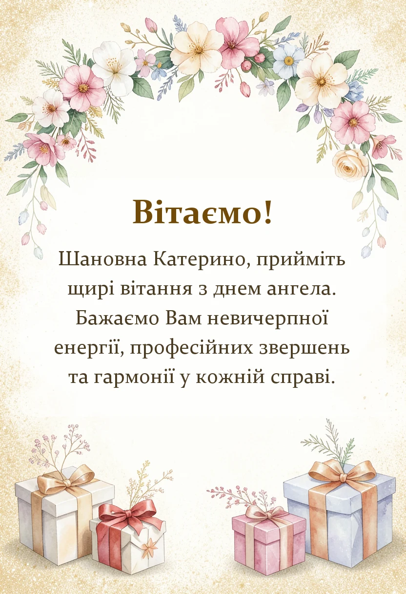 вітальна листівка - привітання з днем ангела катерини
