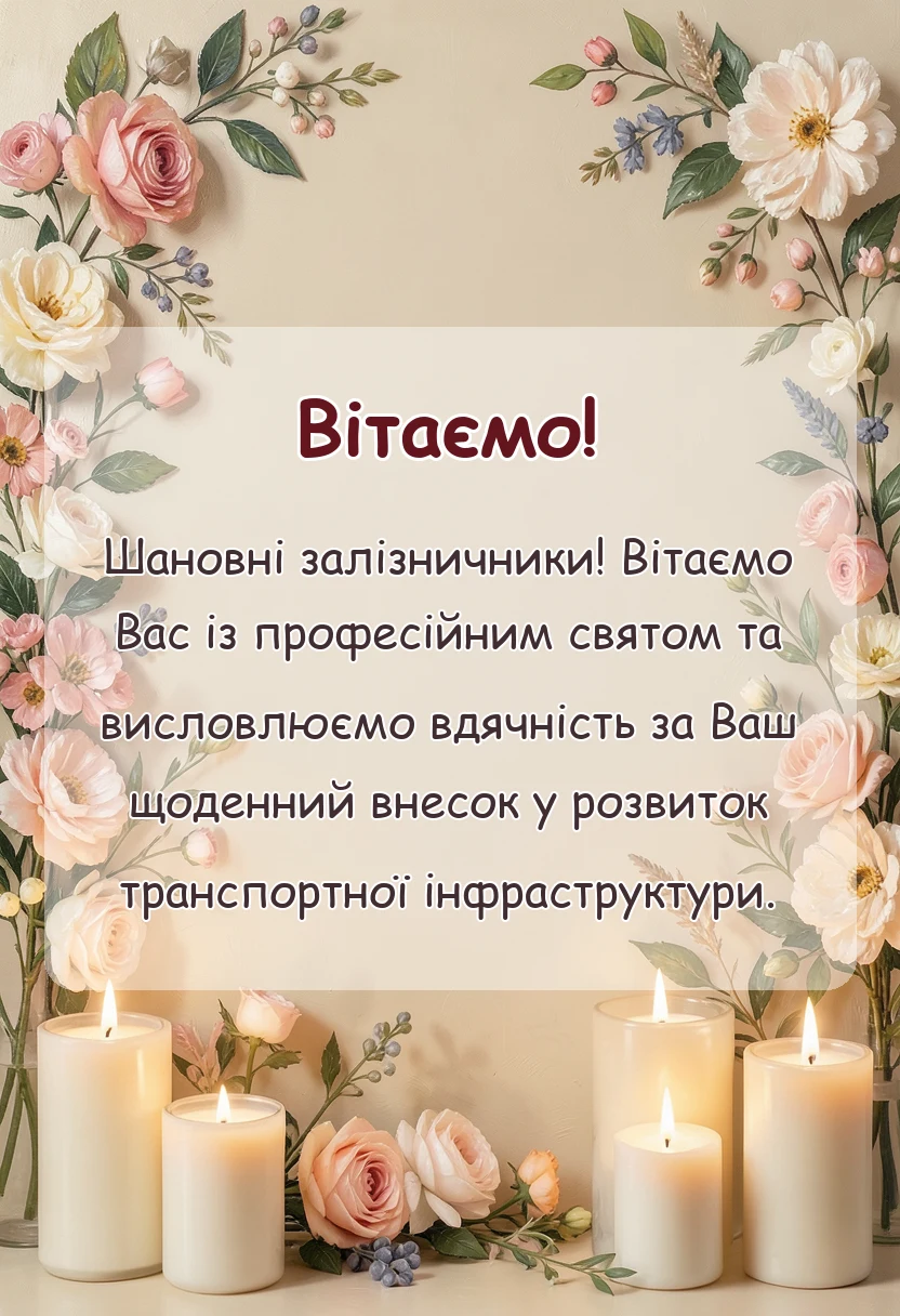 унікальна листівка - привітання з днем залізничника