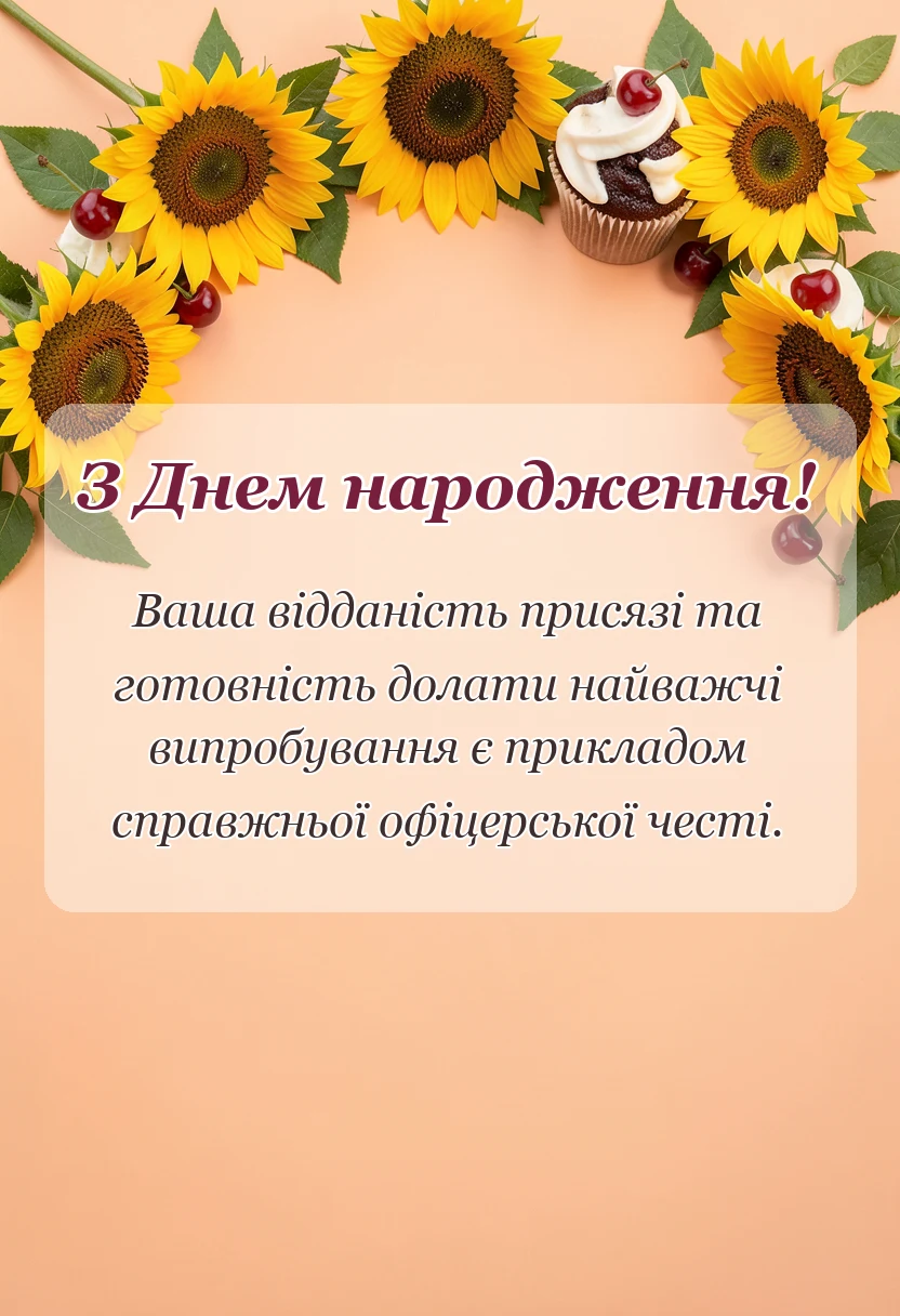 листівка з побажанням - привітання з днем народження військового