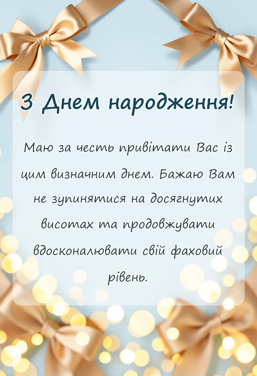 вітальна листівка - привітання з днем народження колезі