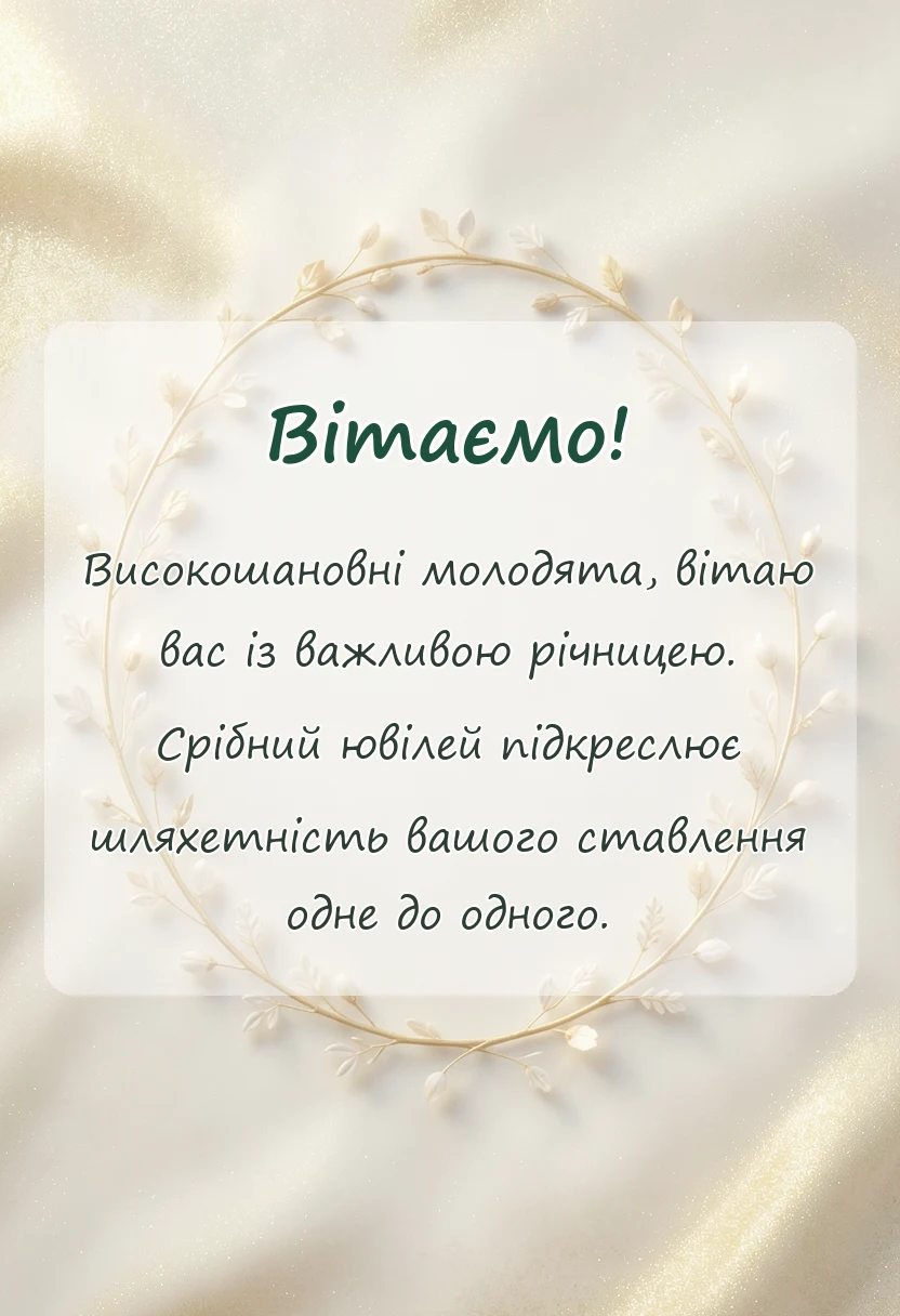 унікальна листівка - привітання з річницею весілля 25 років срібне весілля