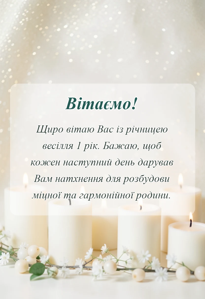 вітальна листівка - привітання на річницю весілля ситцеве
