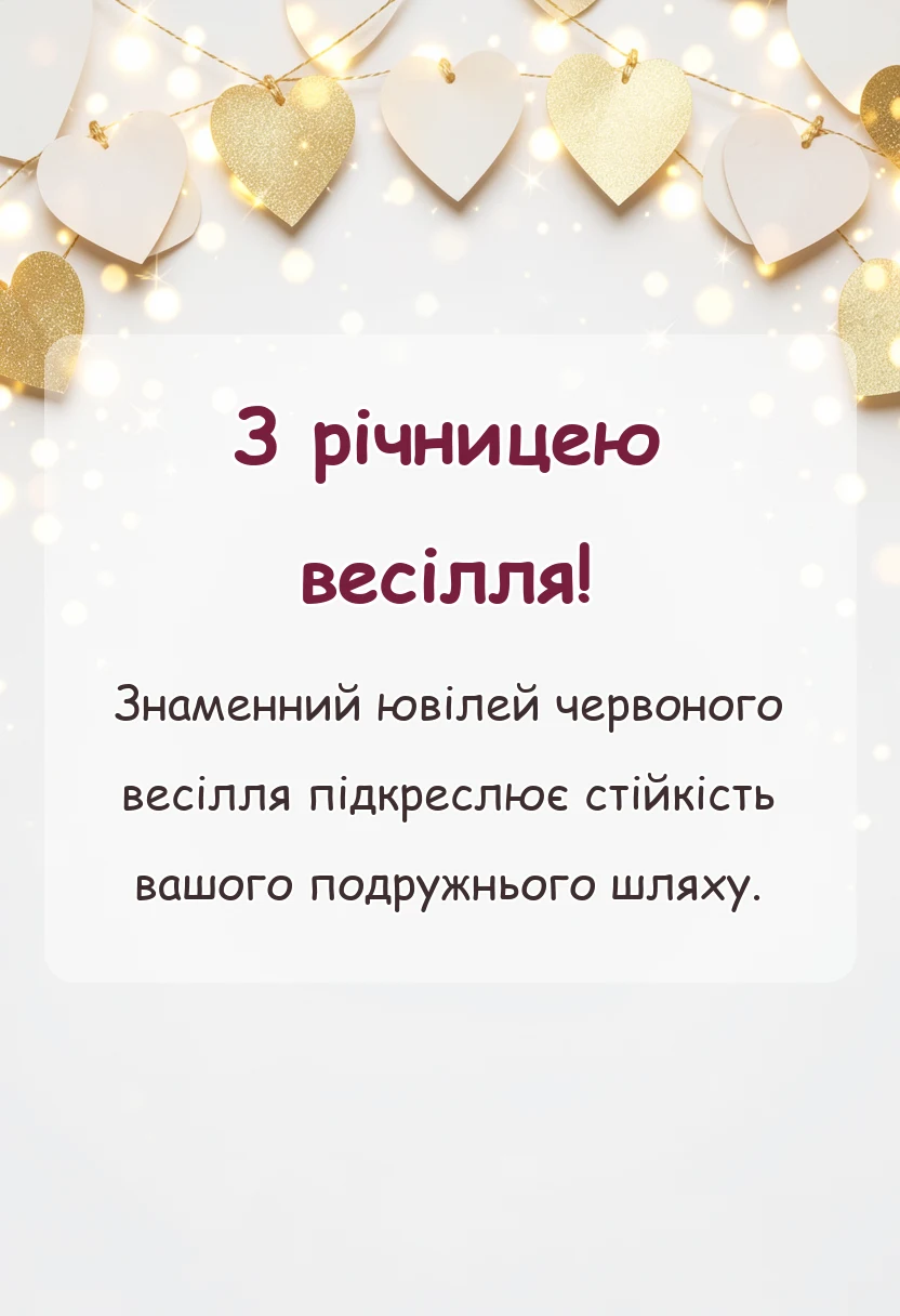унікальна листівка - привітання на червоне весілля