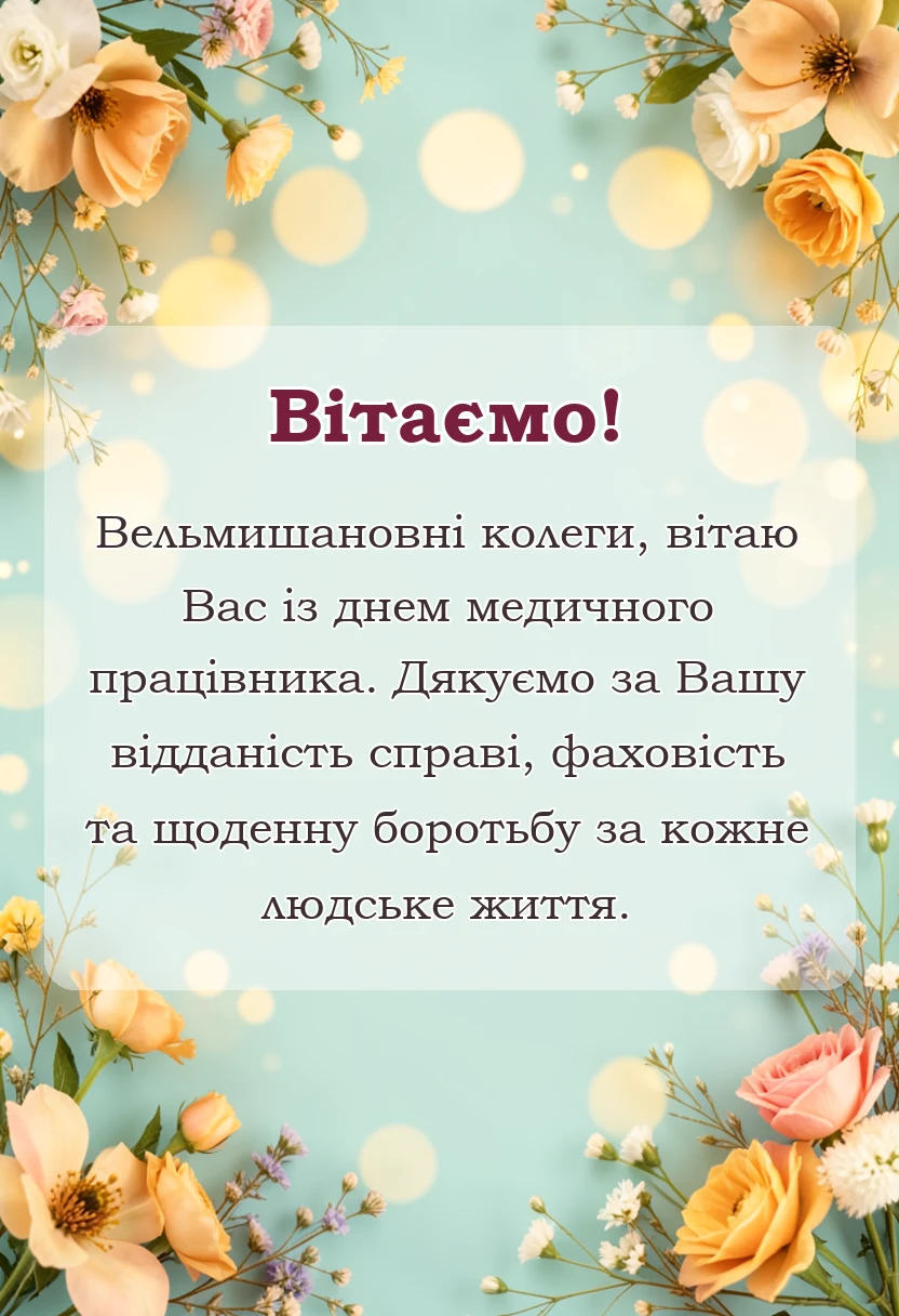 святкова картинка: короткі привітання з днем медичного працівника