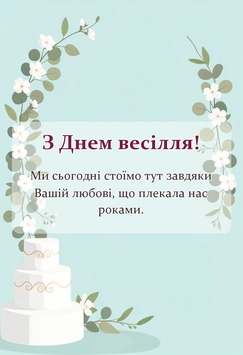 листівка з побажанням - подяка батькам на весіллі вірш