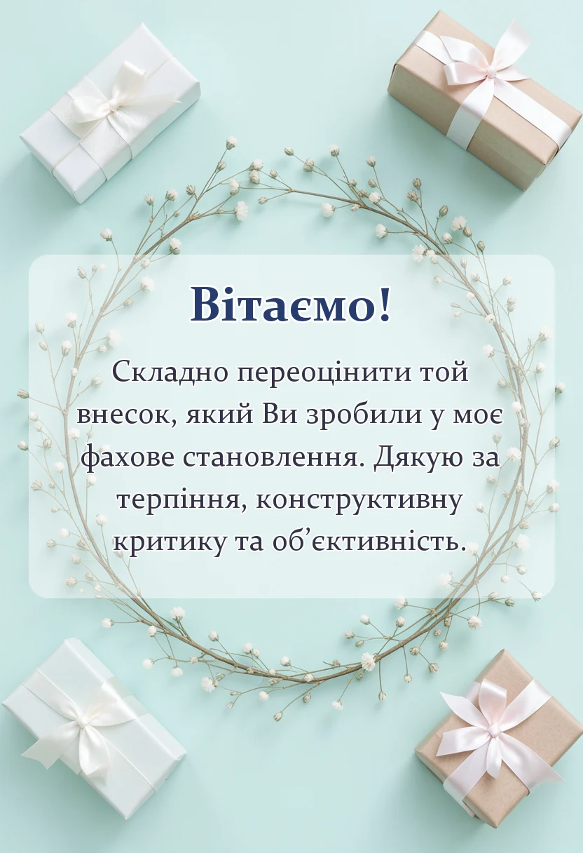 вітальна листівка - подяка за навчання своїми словами