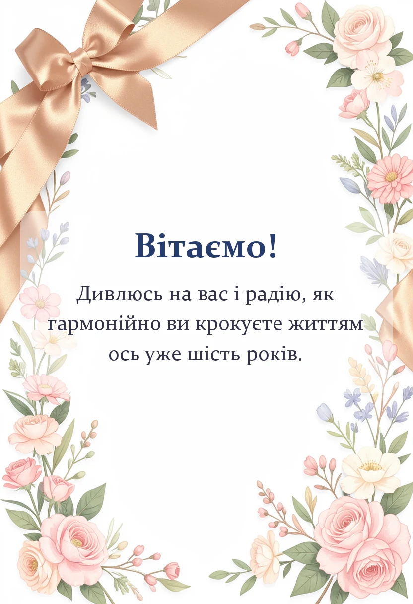 святкова картинка: картинки з річницею весілля 6 років своїми словами