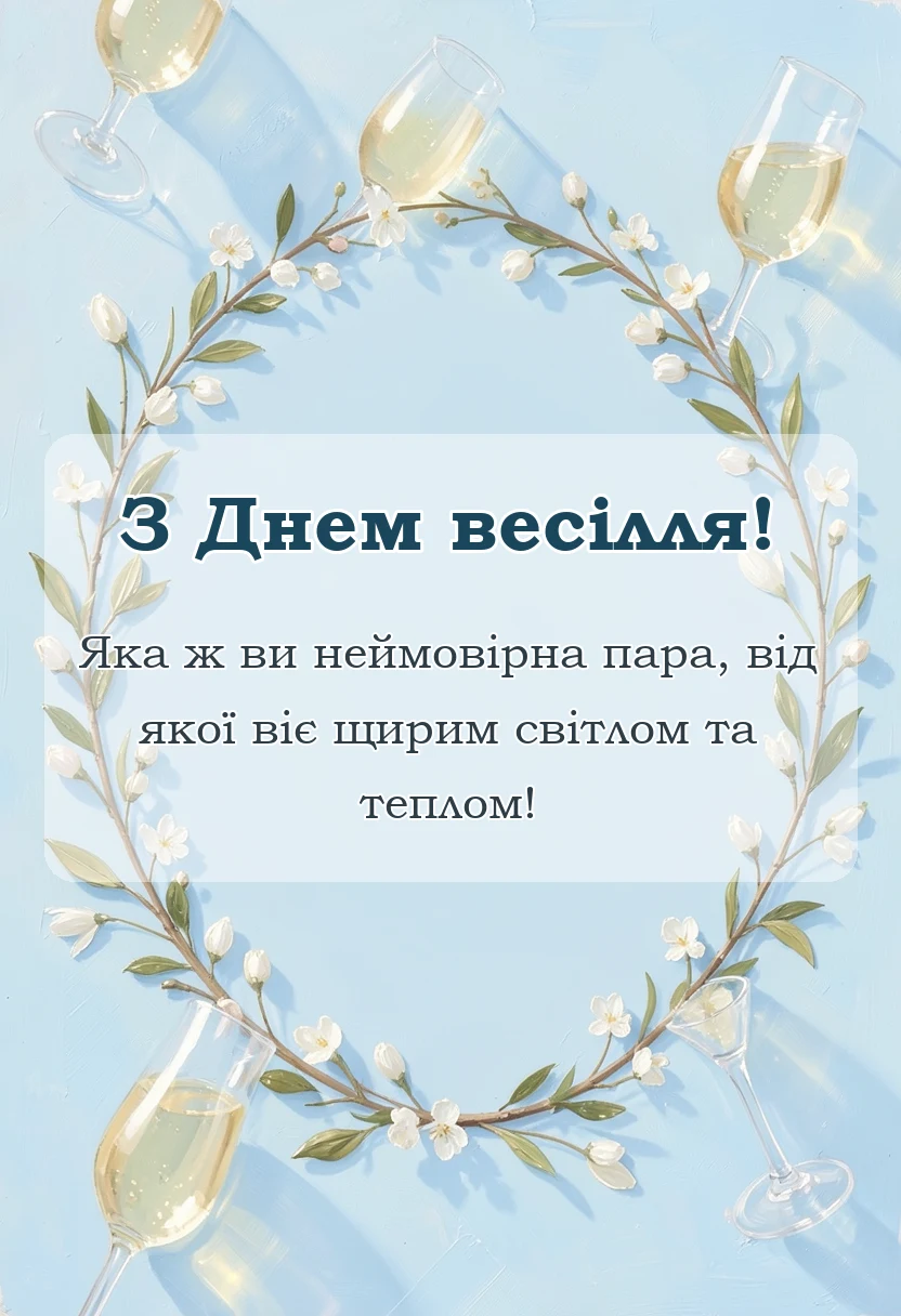 святкова картинка: привітання з весіллям молодятам