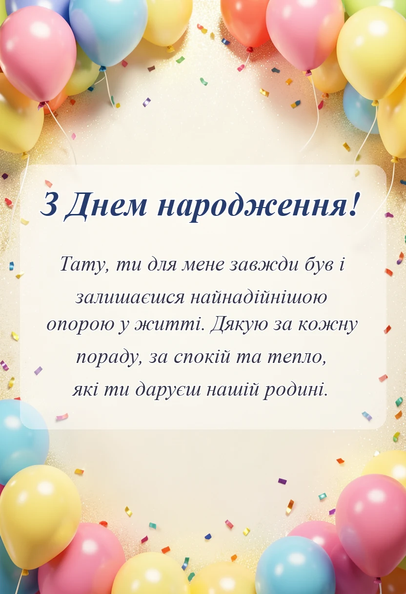 красива листівка: привітання з днем народження татові