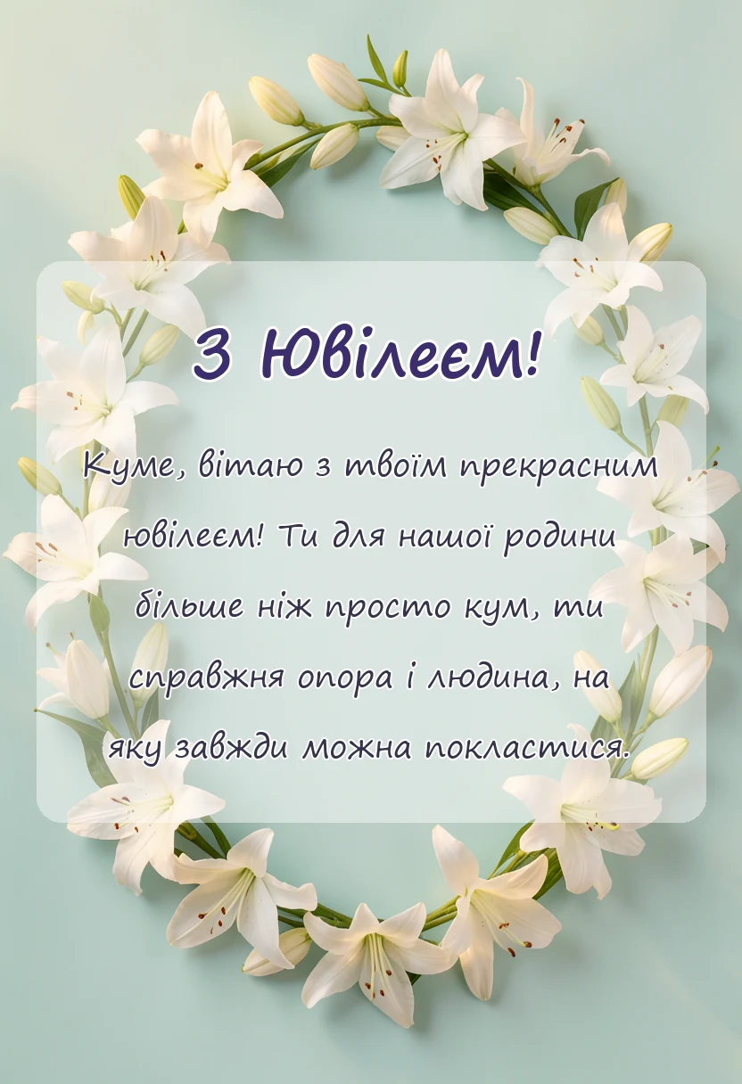 вітальна листівка - привітання з ювілеєм куму