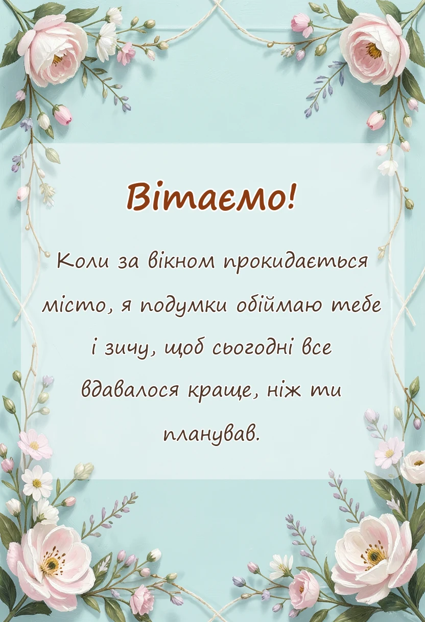 унікальна листівка - побажання доброго ранку