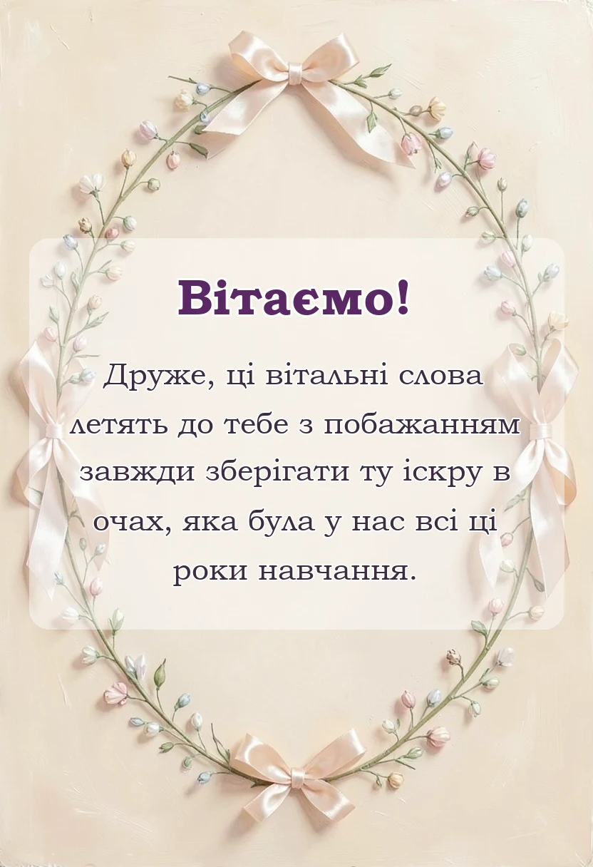 листівка з побажанням - привітання з випускним