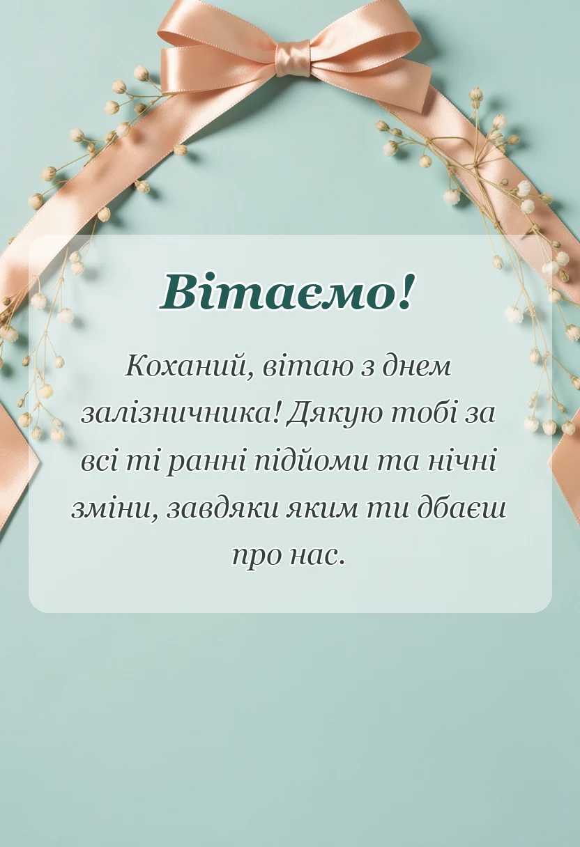 святкова картинка: привітання з днем залізничника