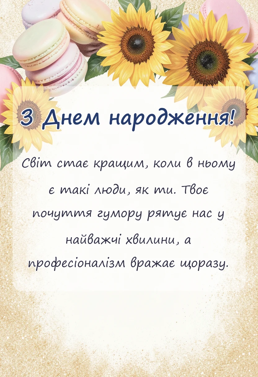 красива листівка: привітання з днем народження колезі