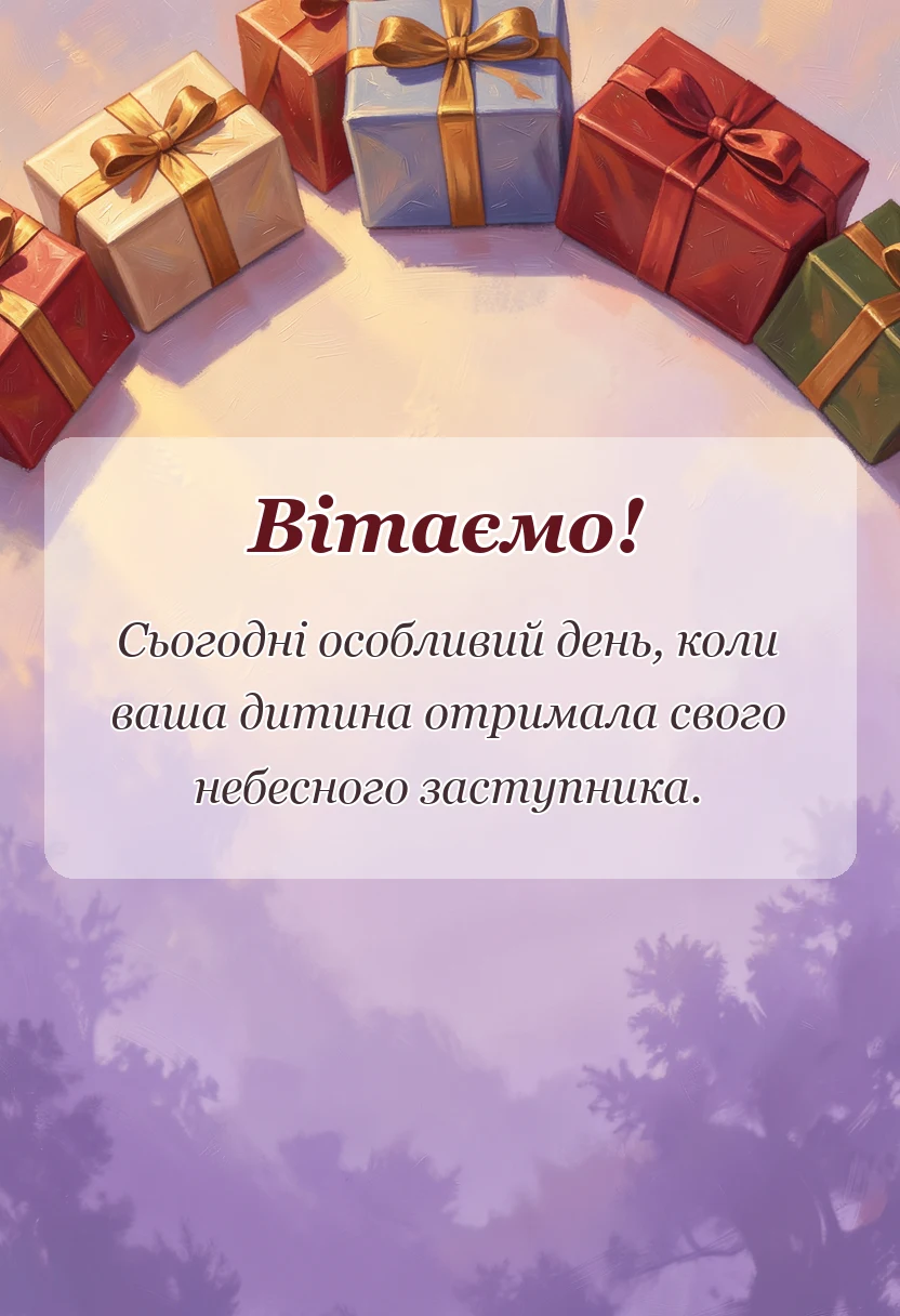 листівка з побажанням - привітання з хрещенням дитини