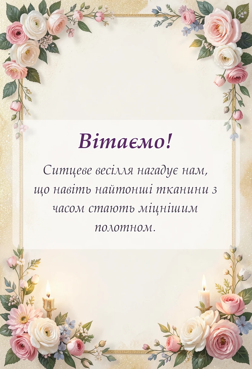 унікальна листівка - привітання на річницю весілля ситцеве