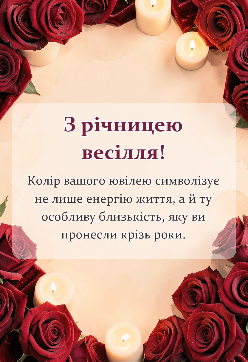 вітальна листівка - привітання на червоне весілля