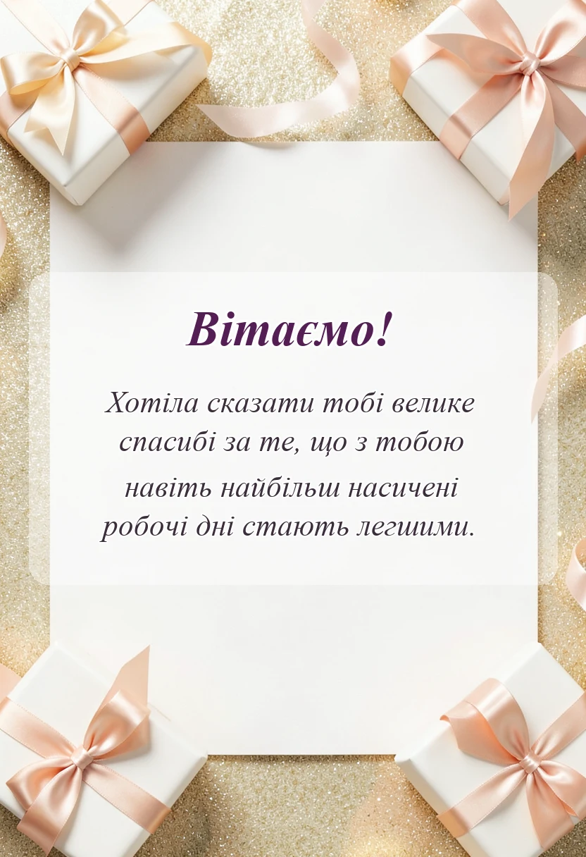 листівка з побажанням - слова подяки колезі