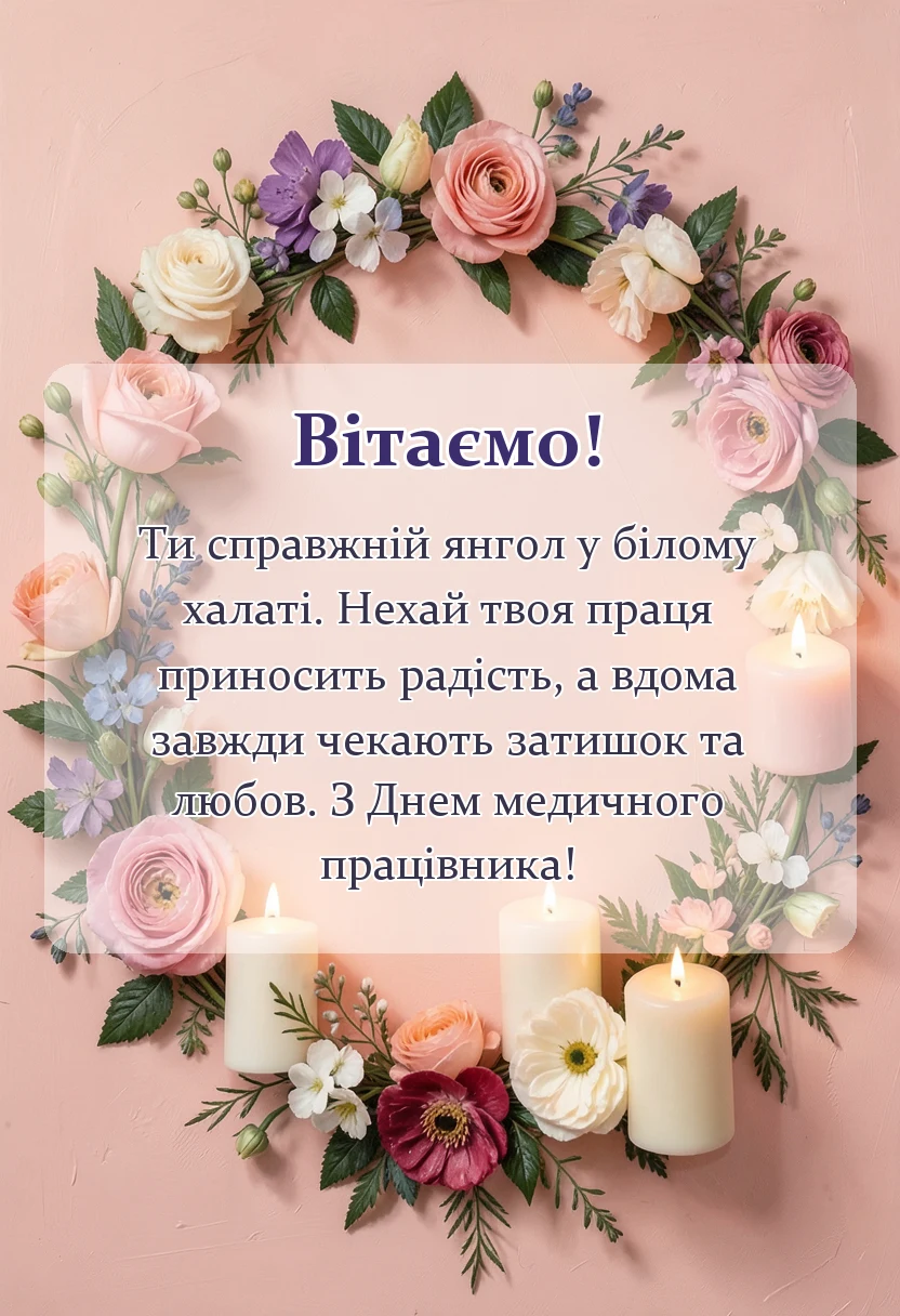 листівка з побажанням - короткі привітання з днем медичного працівника
