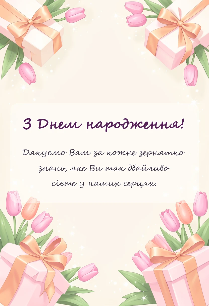 красива листівка: привітання з днем народження вчительки