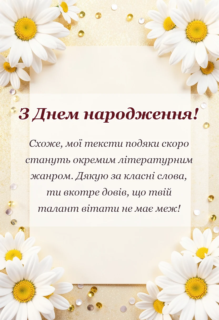 вітальна листівка - подяка за привітання з днем народження в прозі