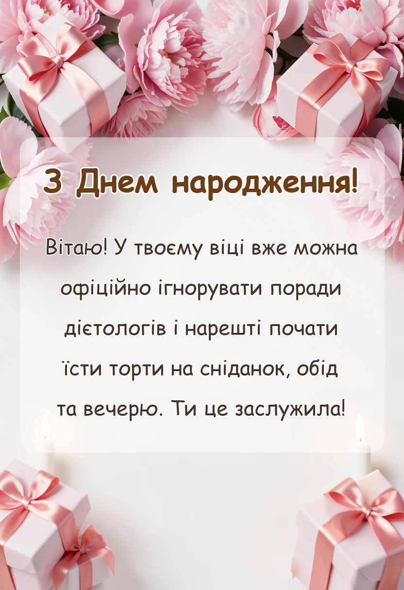 вітальна листівка - побажання жінці у віці