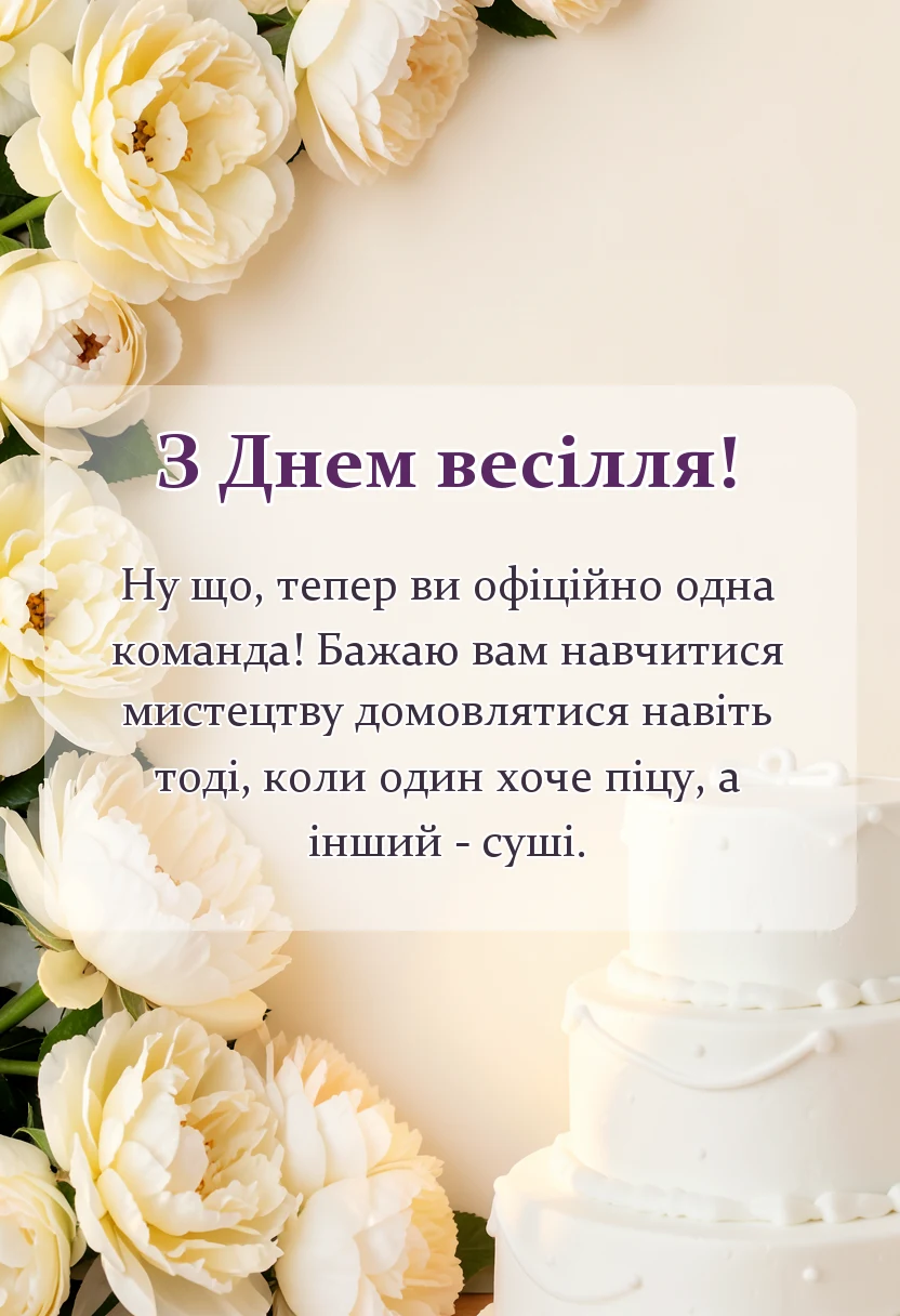 вітальна листівка - привітання з весіллям молодятам