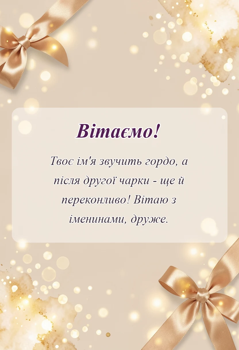 вітальна листівка - привітання з днем ангела василя