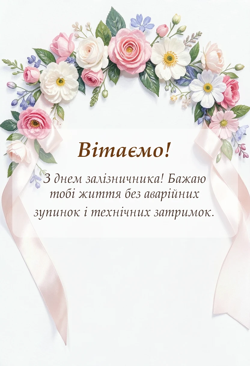 вітальна листівка - привітання з днем залізничника