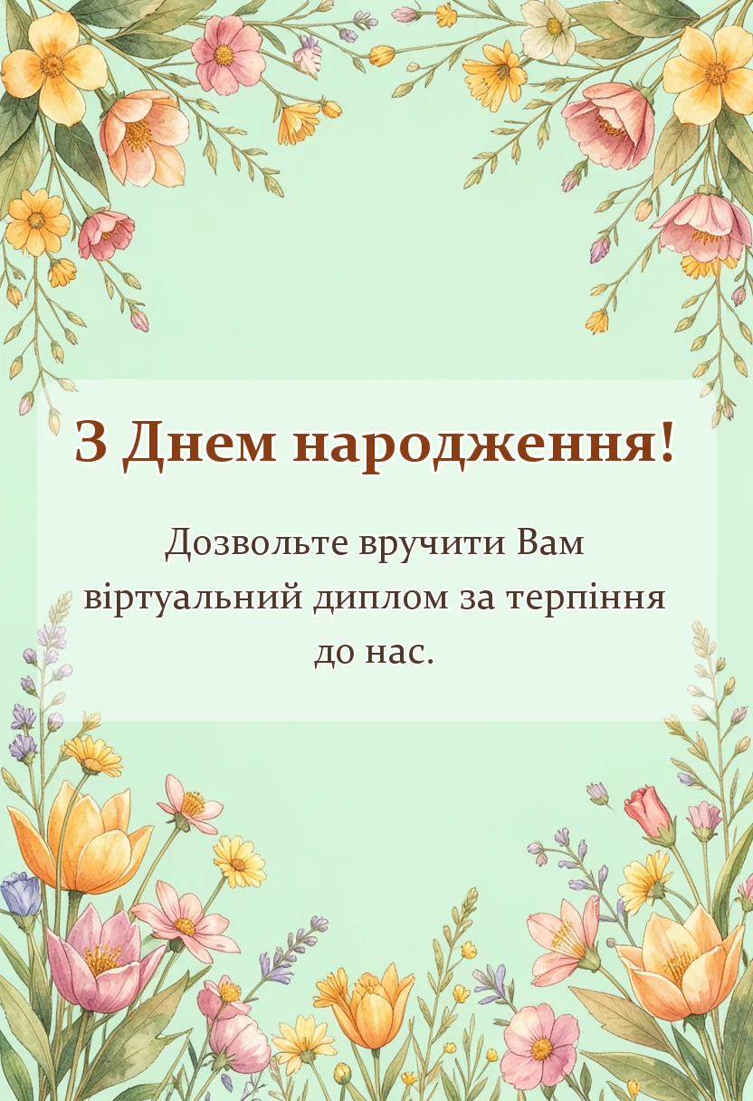 листівка з побажанням - привітання з днем народження вчительки