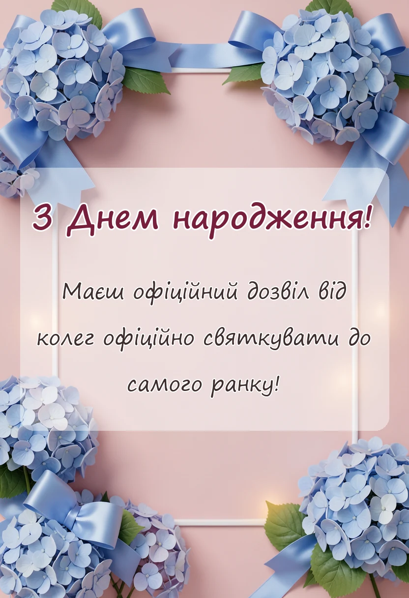 унікальна листівка - привітання з днем народження колезі
