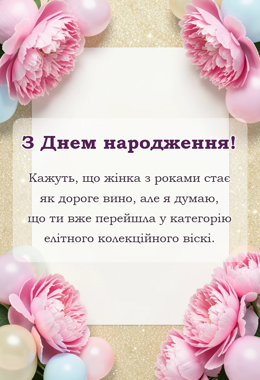 унікальна листівка - привітання з ювілеєм жінці